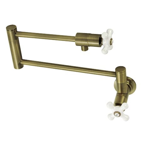 Kingston Brass KS4103PX Wall Mount Pot Filler, Antique Brass KS4103PX